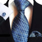 Blue Silver Paisley Silk Tie Set