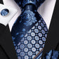 Navy Blue Floral Silk Tie Set
