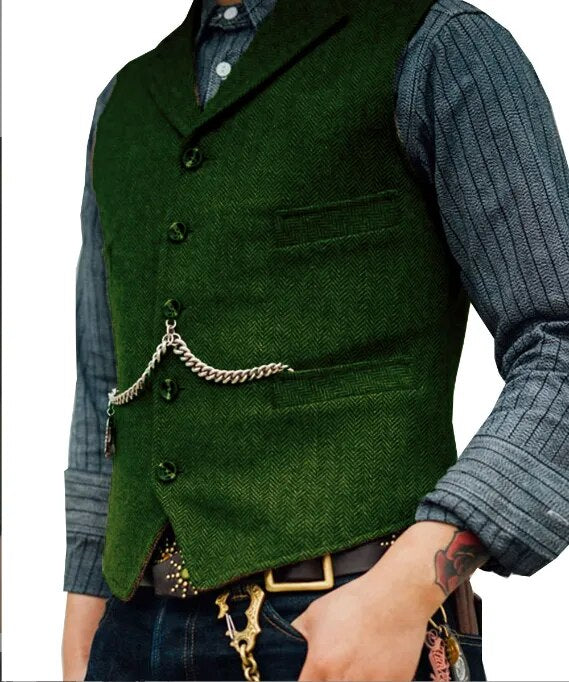 Men's Suit Vest Wool Tweed