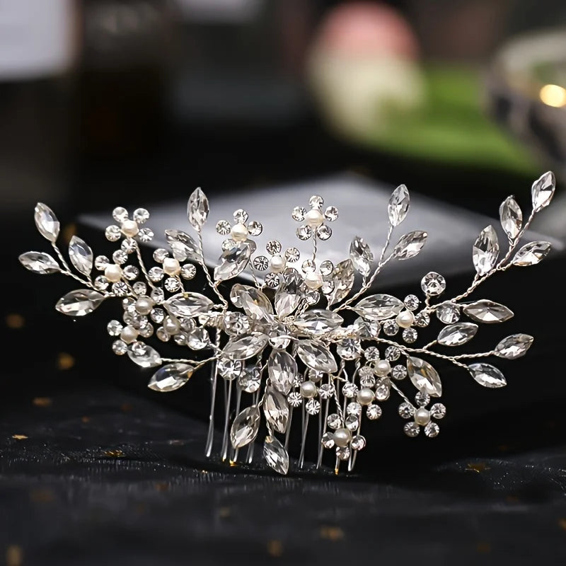 Silver Pearl Rhinestones Bridal Hair Accessories 