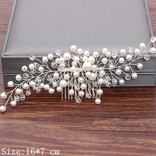 Silver Pearl Rhinestones Bridal Hair Accessories