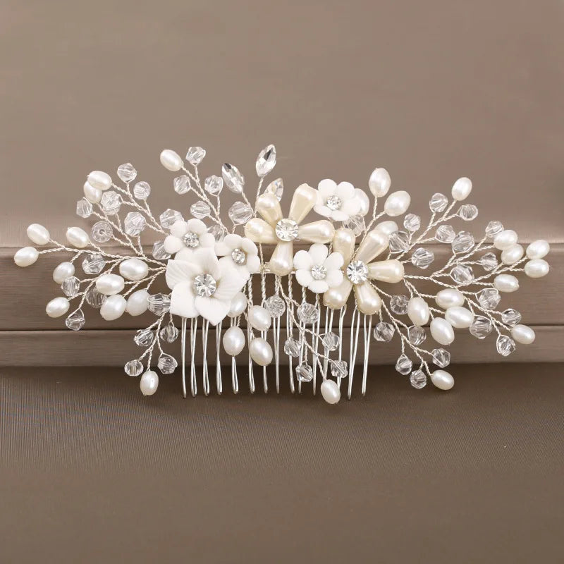 Silver Pearl Rhinestones Bridal Hair Accessories 