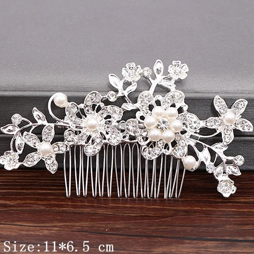 Silver Pearl Rhinestones Bridal Hair Accessories 