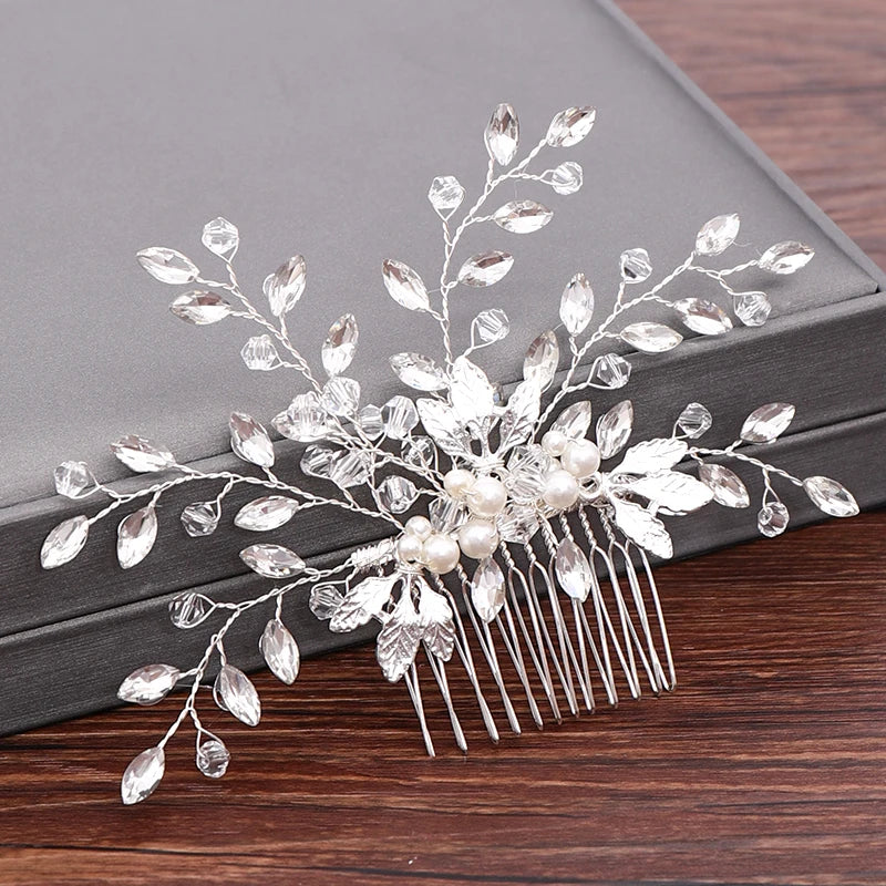 Silver Pearl Rhinestones Bridal Hair Accessories
