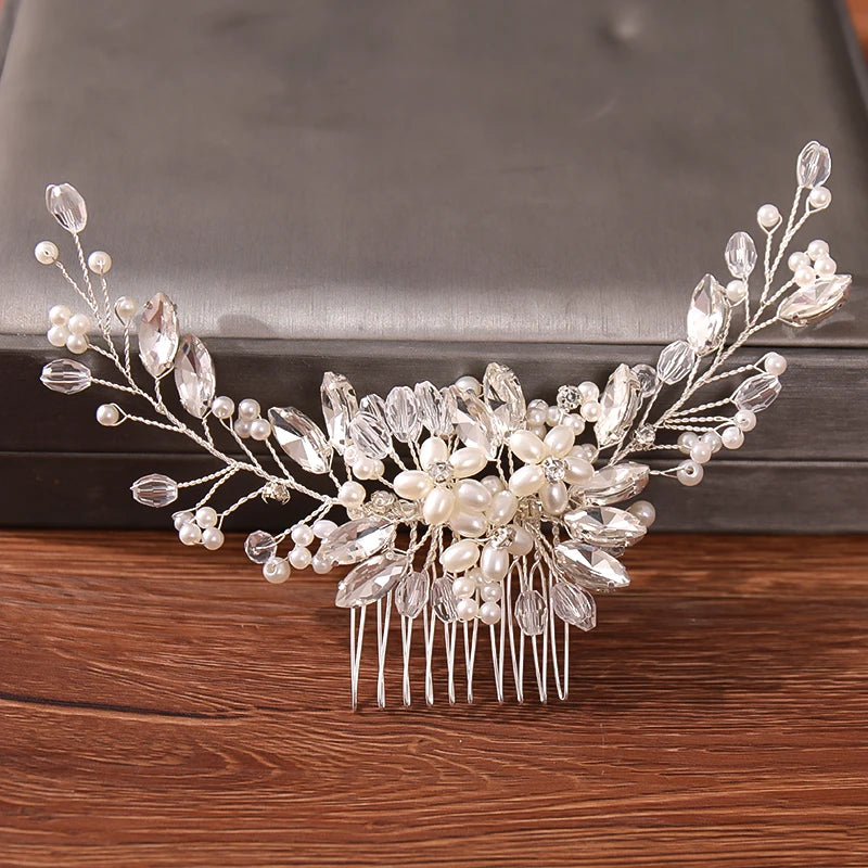 Silver Pearl Rhinestones Bridal Hair Accessories