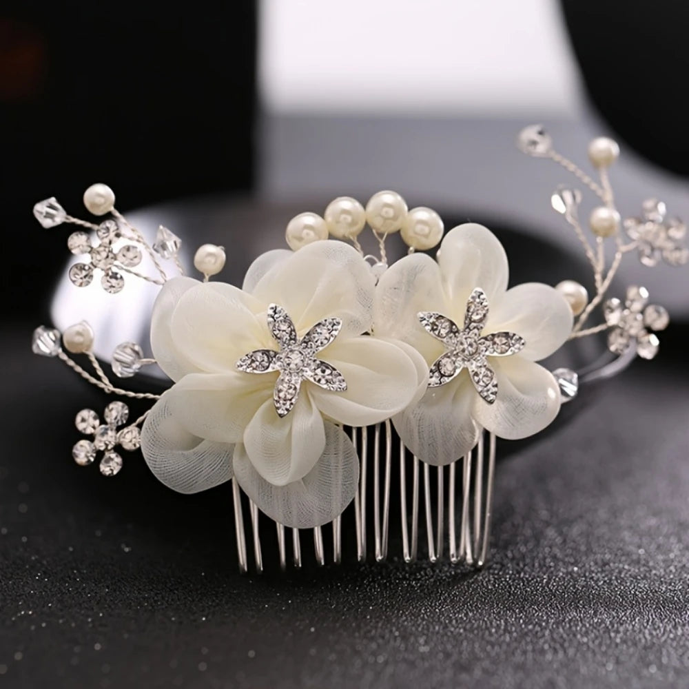 Silver Pearl Rhinestones Bridal Hair Accessories 