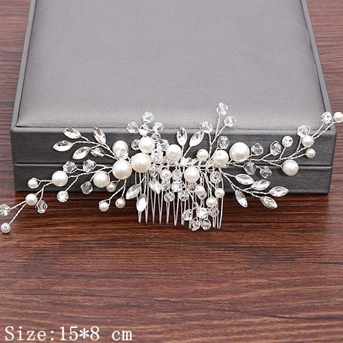 Silver Pearl Rhinestones Bridal Hair Accessories 