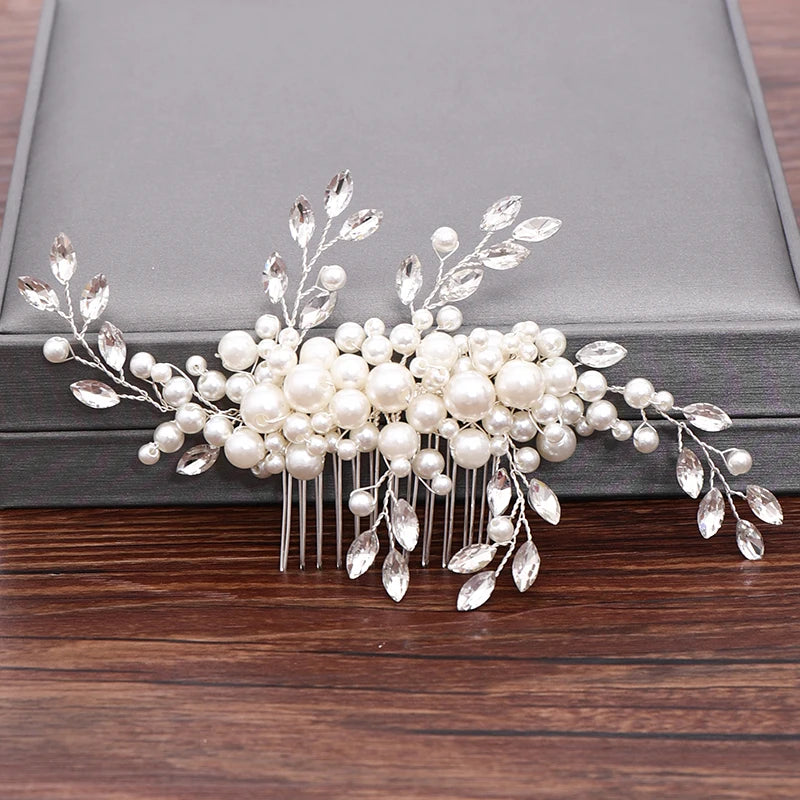 Silver Pearl Rhinestones Bridal Hair Accessories