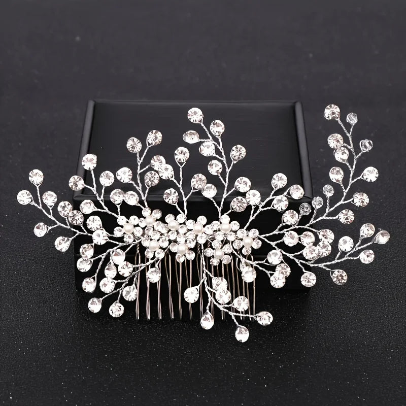 Silver Pearl Rhinestones Bridal Hair Accessories