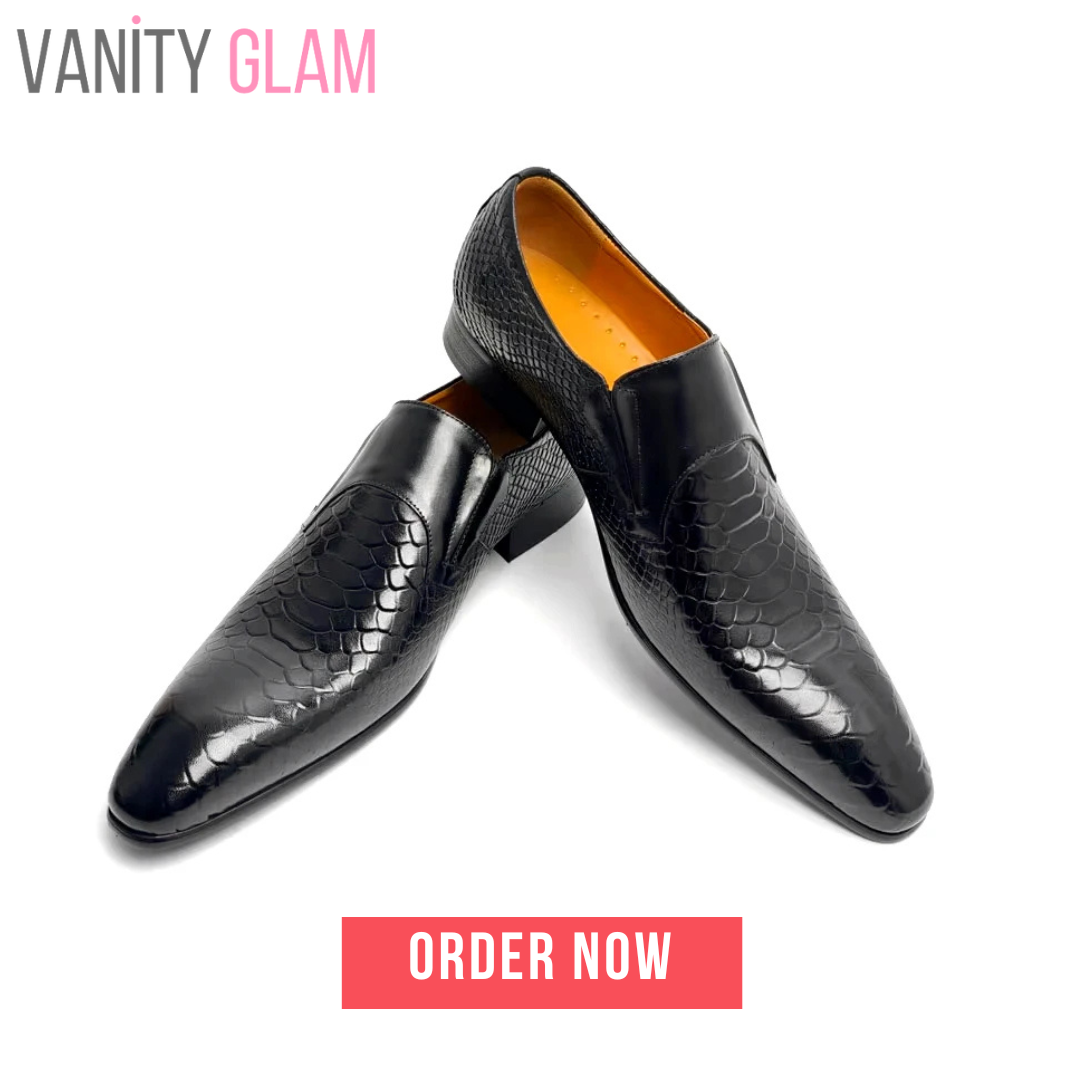 Men’s Business Casual Leather Loafers – Slip-On Buckle Dress Shoes for Office & Formal Wear a
