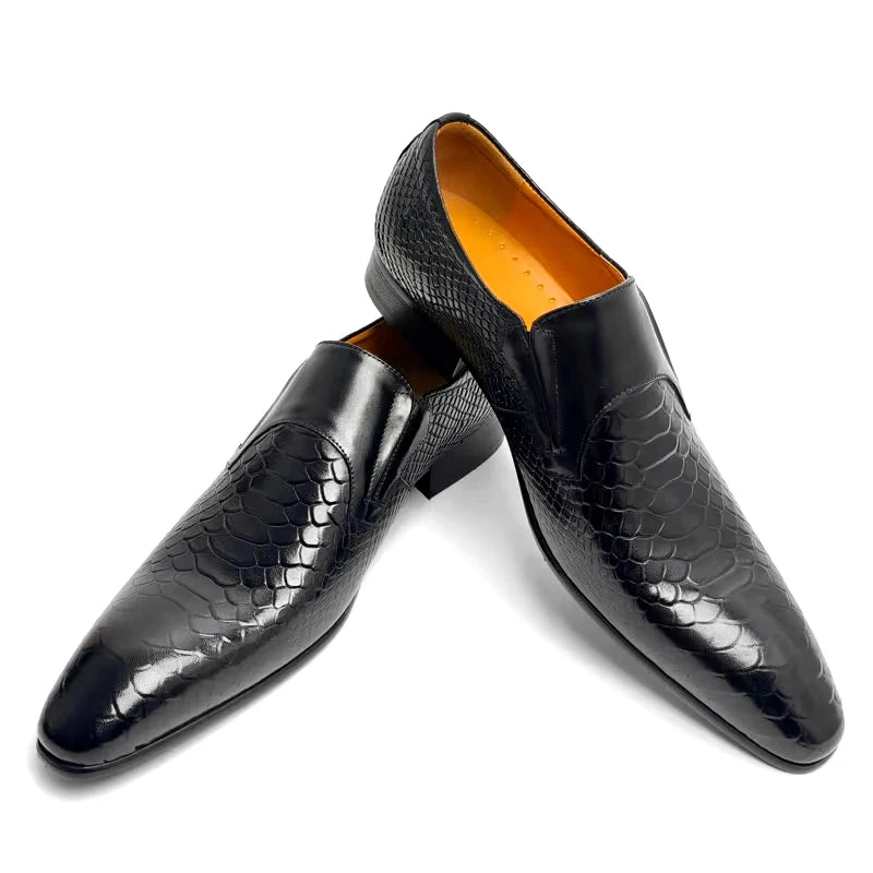 Men’s Business Casual Leather Loafers – Slip-On Buckle Dress Shoes for Office & Formal Wear b