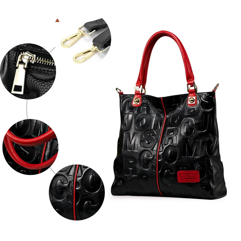 Soft Cowhide Large Capacity Handbag parts black