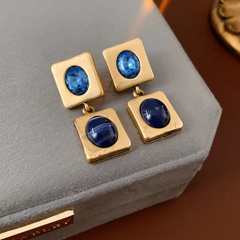 Vintage square rhinestone necklace and earrings set for bride or wedding