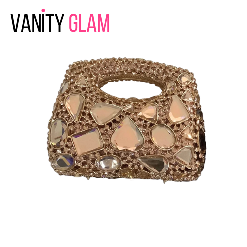 rhinestone diamond evening bag vanity glam logo