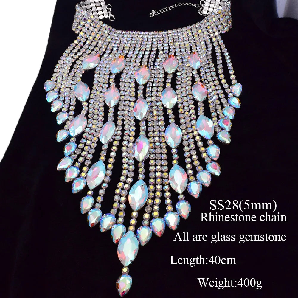Size Stunning Crystal Rhinestones Chain Necklace