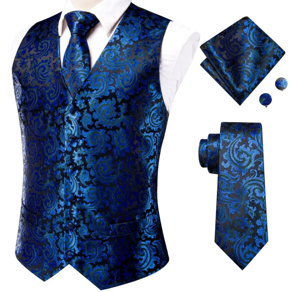 100% Silk Men's Waistcoat – Vintage Brown Paisley Formal Vest k