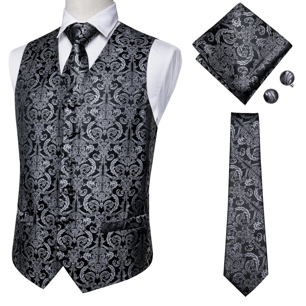 100% Silk Men's Waistcoat – Vintage Brown Paisley Formal Vest 
