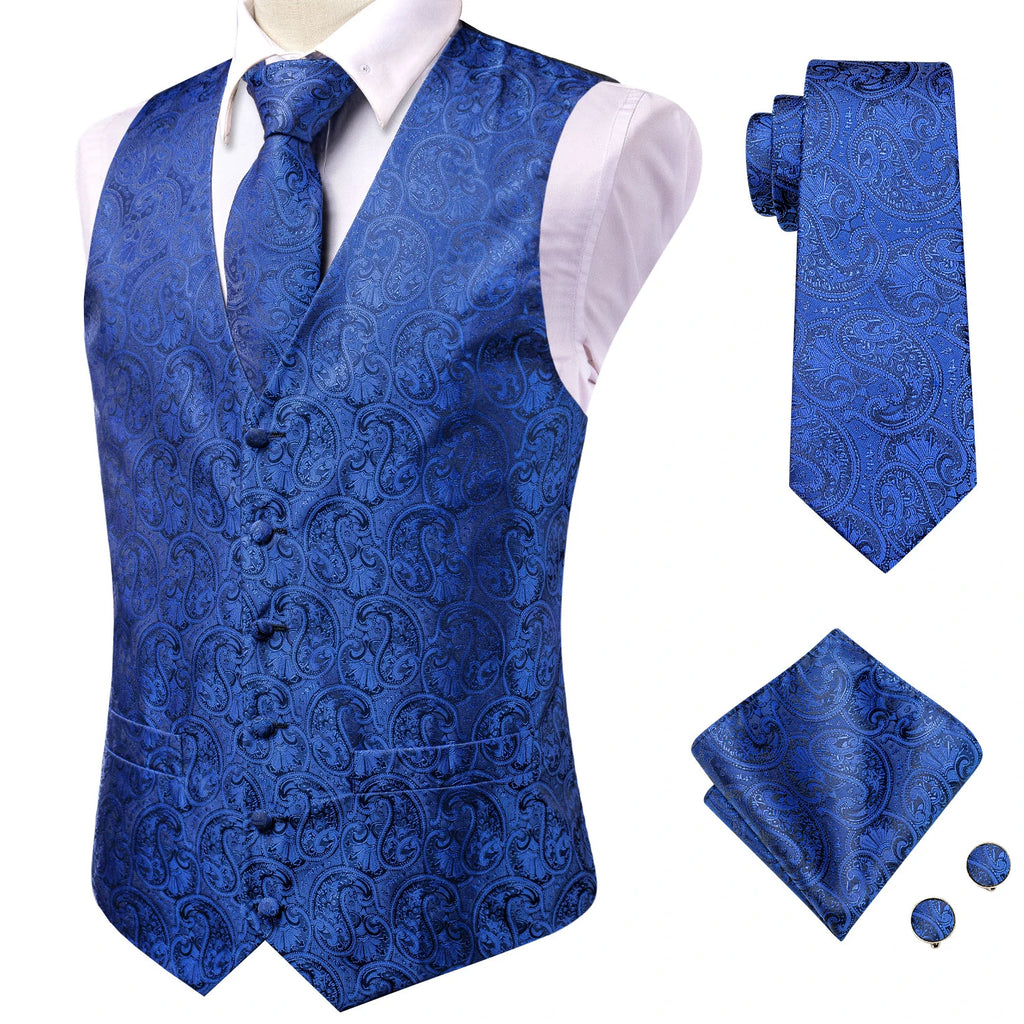 100% Silk Men's Waistcoat – Vintage Brown Paisley Formal Vest o