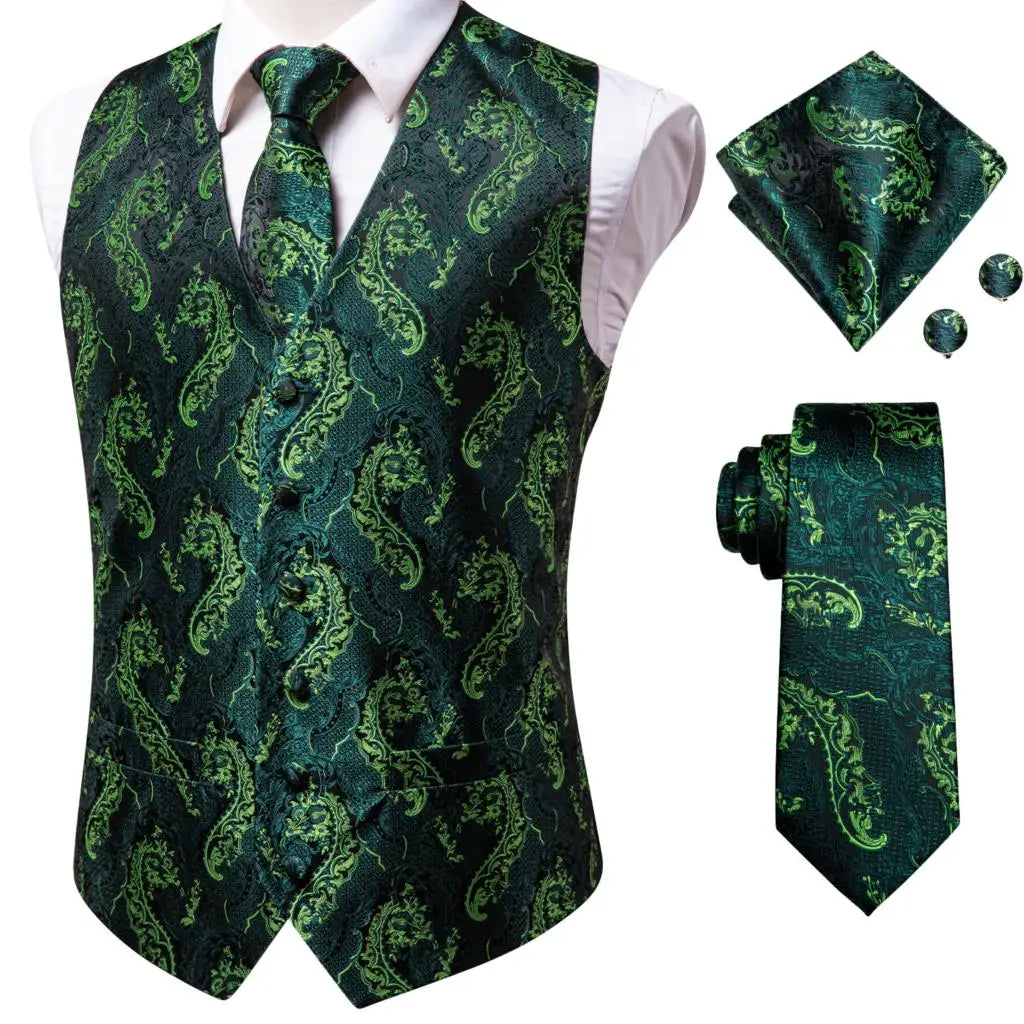 100% Silk Men's Waistcoat – Vintage Brown Paisley Formal Vest t