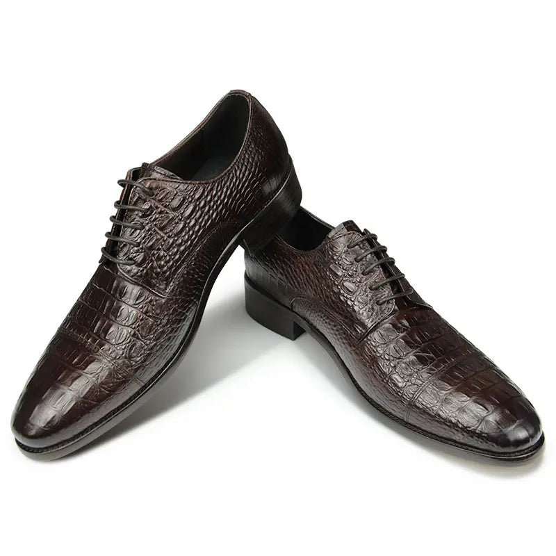 Vintage Crocodile Pattern Genuine Leather Shoes