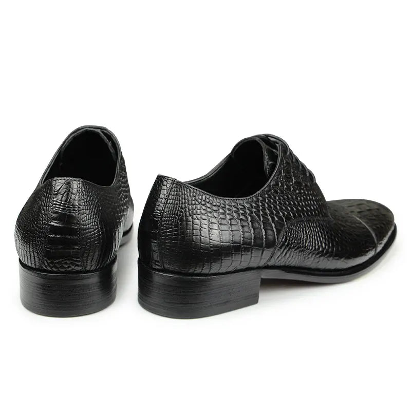 Vintage Crocodile Pattern Genuine Leather Shoes