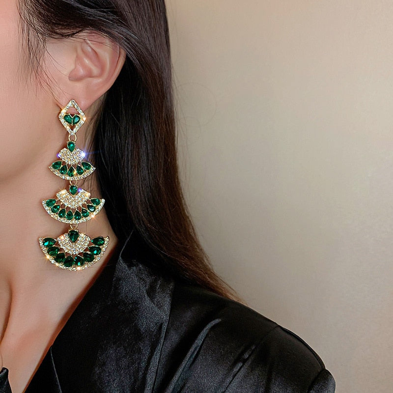Model using Vintage Crystal Drop Earrings