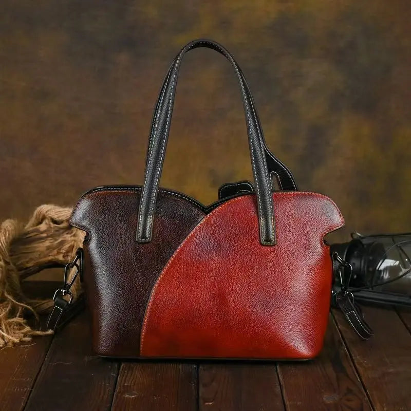 Vintage Genuine Leather Floral Tote Bags