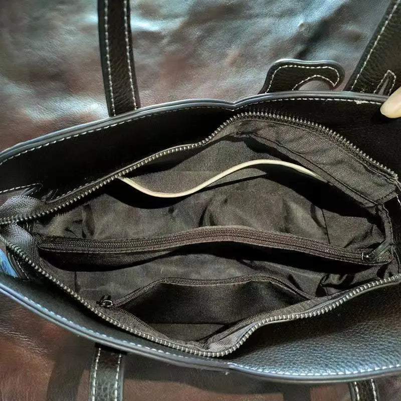 Vintage Genuine Leather Floral Tote Bags