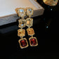 Elegant Rhinestone Geometric Necklace & Earring Set – Vintage Maillard Statement Jewelry for Women earrings