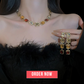 Elegant Rhinestone Geometric Necklace & Earring Set – Vintage Maillard Statement Jewelry for Women model