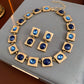 Vintage Square Rhinestone Jewelry Set – Earrings & Necklace for Brides