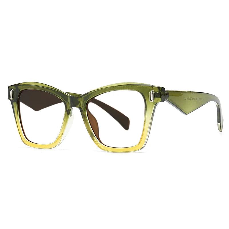 Vintage Square Rivet Spectacles Reading Glasses green yellow