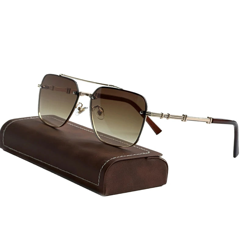 New Vintage Square Sunglasses for Men – Trendy, Stylish & UV-Protected Gold/Tan