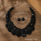 Vintage Two-Layer Wooden Bead Necklace & Earring Set e