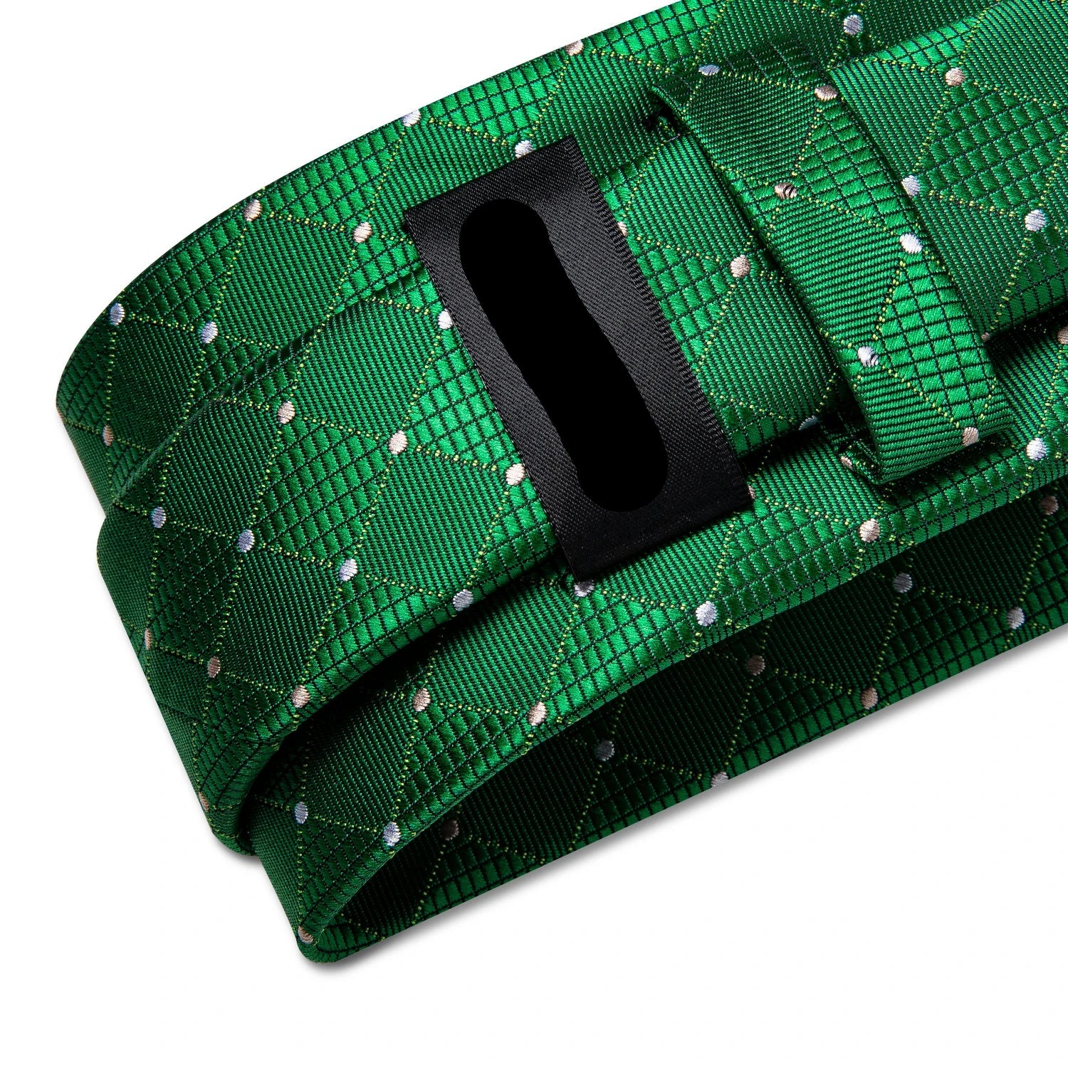 Green Plaid Silk Tie Set with Pocket Square, Cufflinks, Brooch & Ring for Men