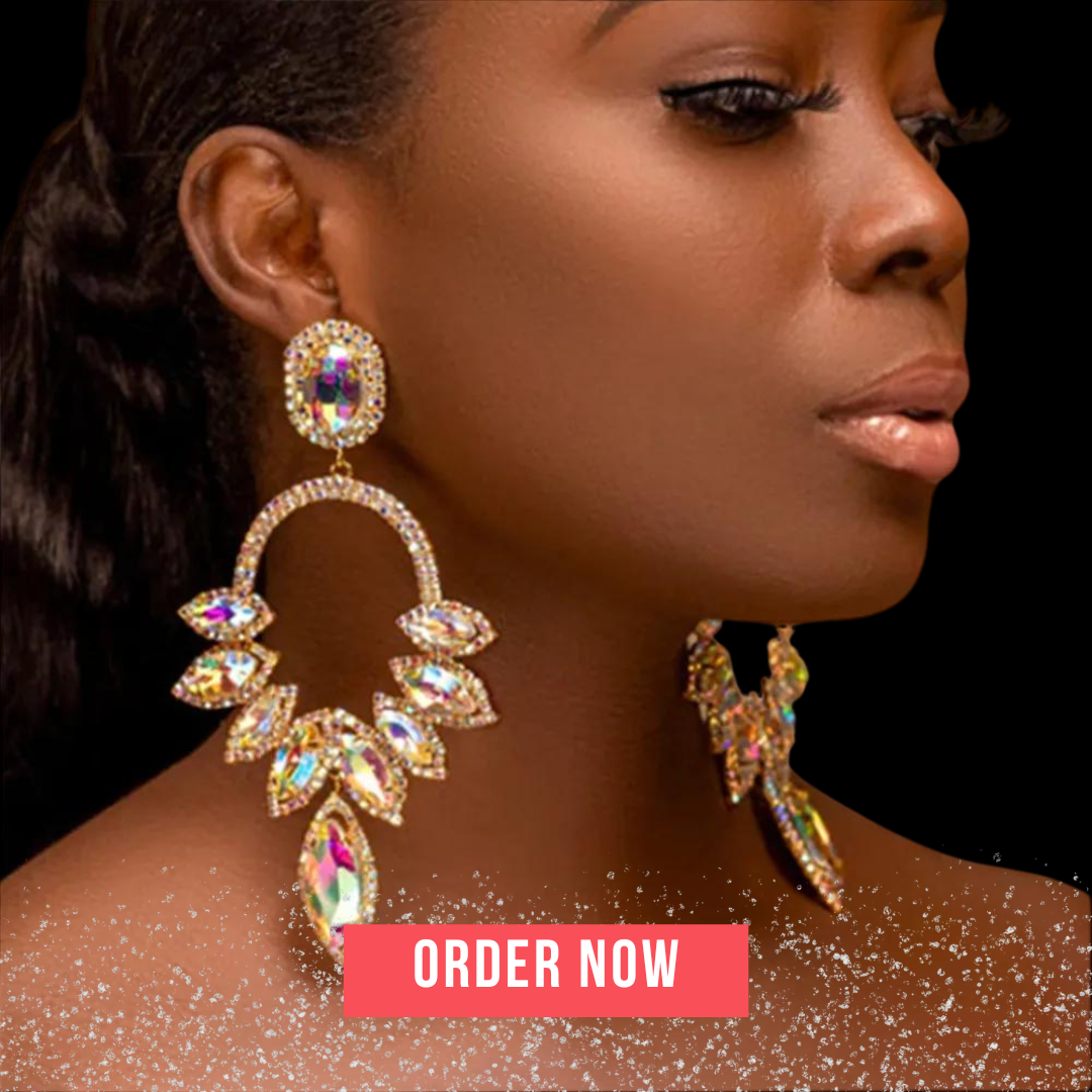 Multicolor Rhinestone Hollow Dangle Earrings