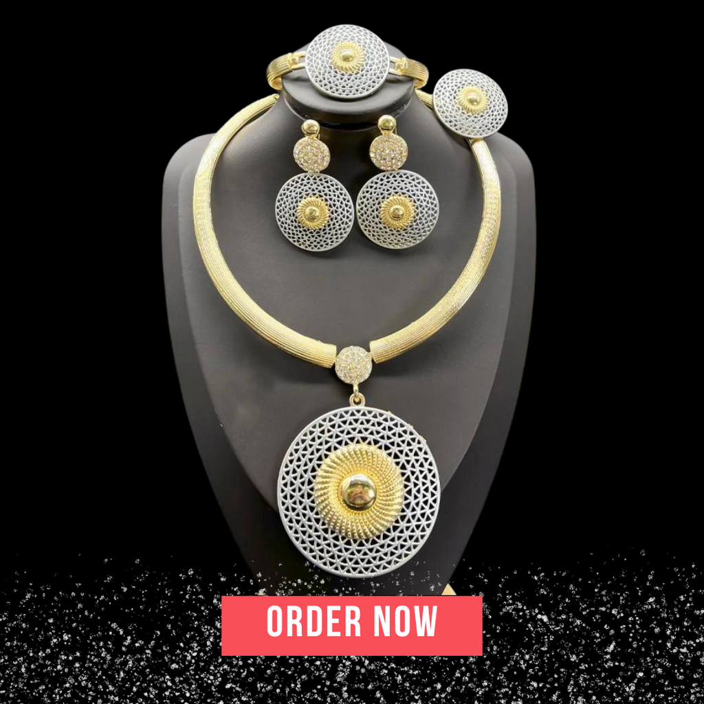 Gold Plated Large Round Jewelry Set