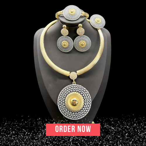 Gold Plated Large Round Jewelry Set