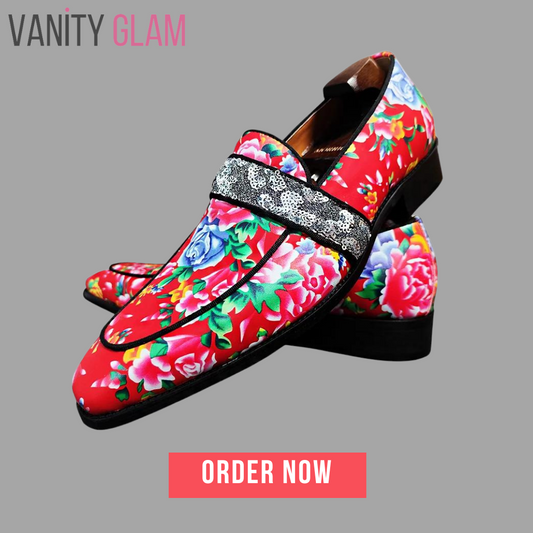 Luxury Flower Print Men's Loafers