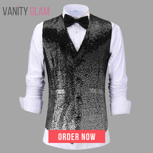 Shiny Sequin Suit Vest