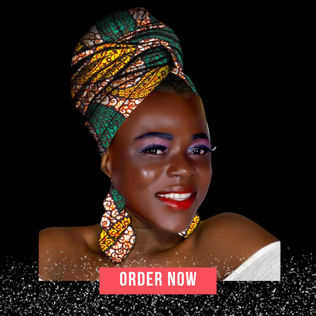 African Headscarf and Earrings Set