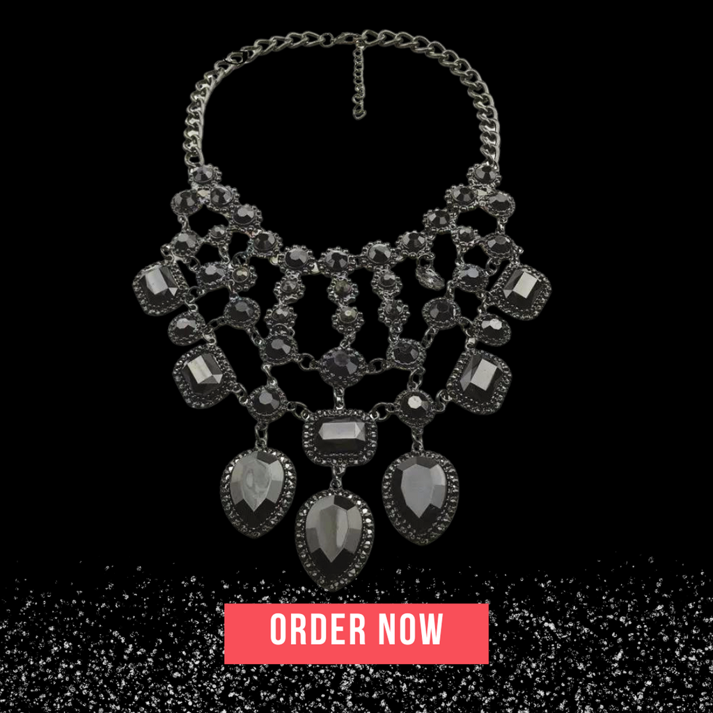 Black Stone Statement Choker Necklace