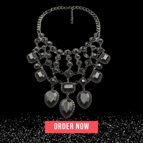 Black Stone Statement Choker Necklace