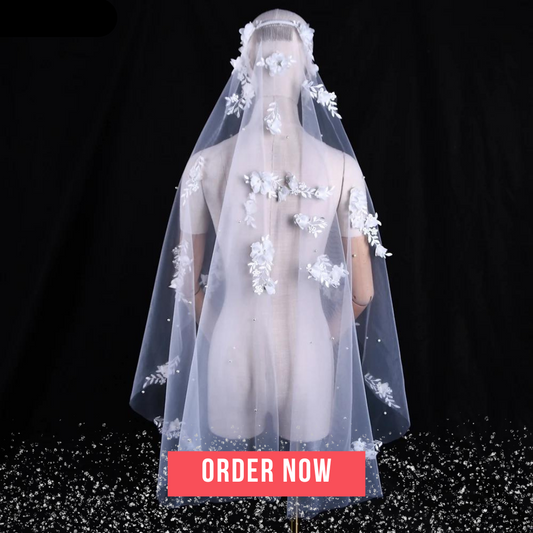 Elegance 3D Flowers Wedding Veil