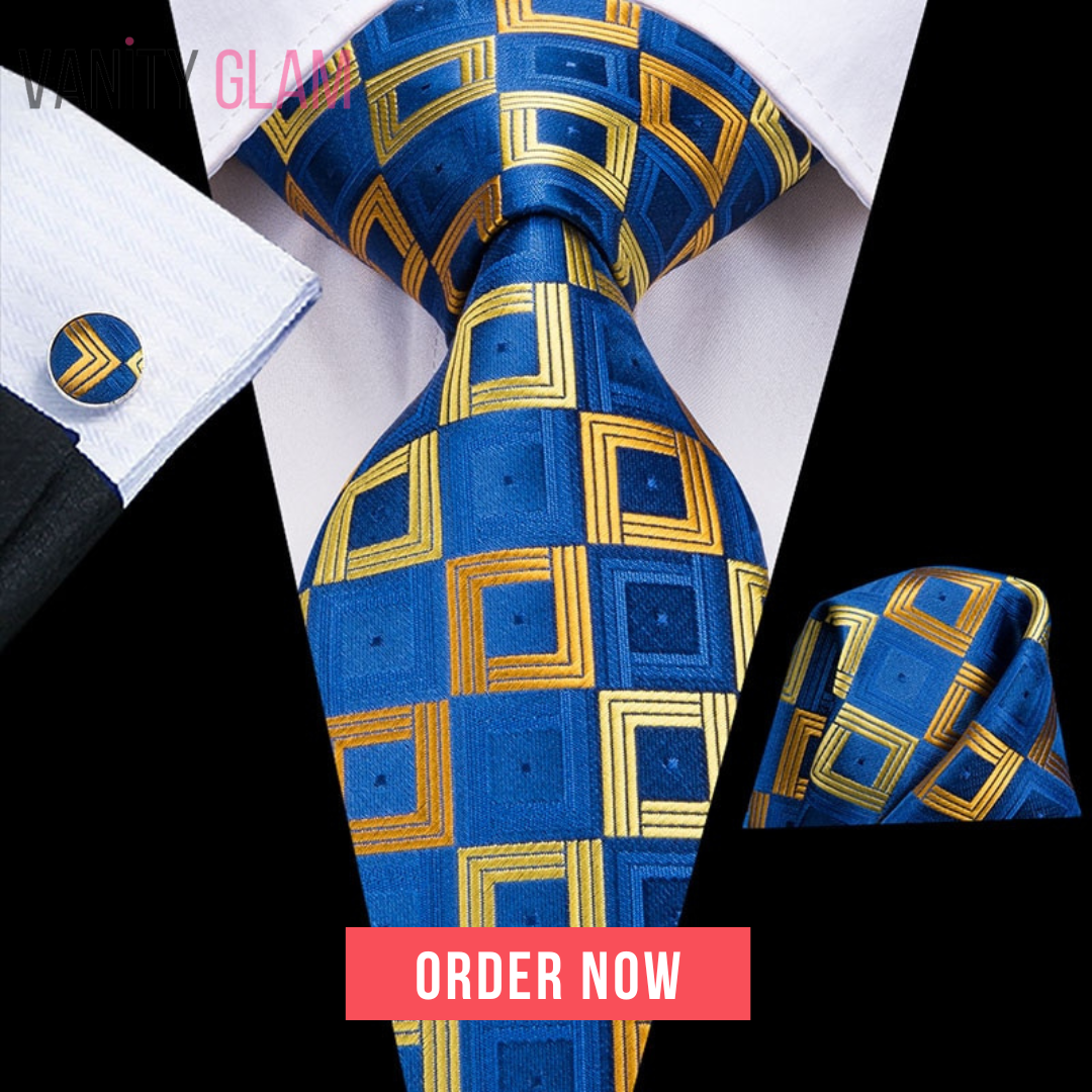 Gold-Blue Plaid Necktie