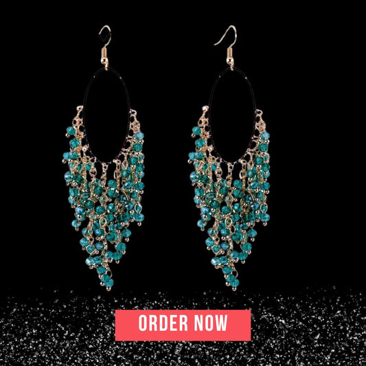 Handmade Crystal Beaded Statement Earrings