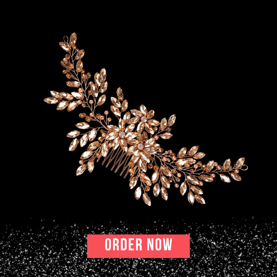 Full Crystal Champagne Headpiece