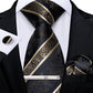 Luxury Retro Striped Floral Tie Set for Men with Clip, Cufflinks & Handkerchief Set