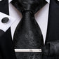 Luxury Retro Striped Floral Tie Set for Men with Clip, Cufflinks & Handkerchief