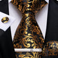 Luxury Retro Striped Floral Tie Set for Men with Clip, Cufflinks & Handkerchief